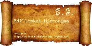 Bölcskei Hieronima névjegykártya